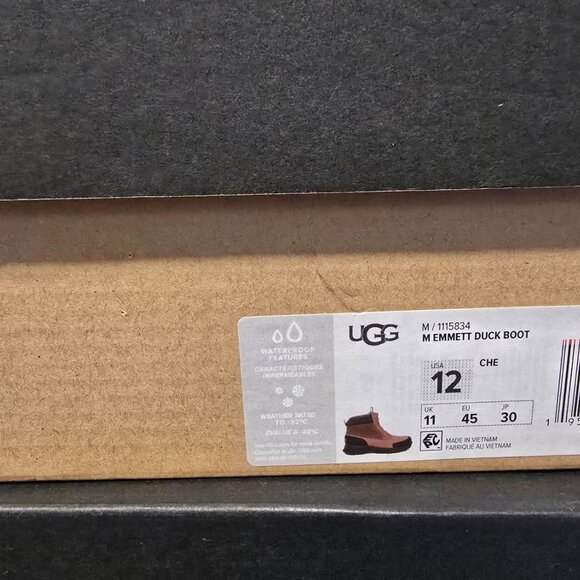 NEW MENS SZ 12 CHESTNUT UGG EMMETT 1115834 LEATHER WATERPROOF WINTER DUCK BOOTS - Picture 2 of 15